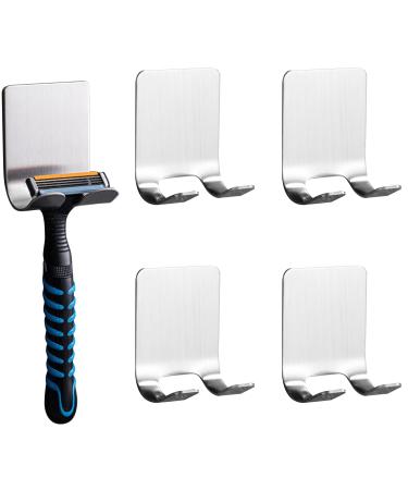 4 pieces of razor bracket shower no drilling required razor holder shower stable self -adhesive shaver holder multi -purpose hook made of stainless steel shaving holder for bathroom kitchen toilet office black