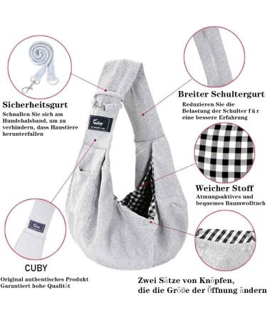 Shop Cuby Dog & Cat Sling Carrier - Soft Cotton Grey Pet Travel Bag for Small Dogs & Cats | Comfortable & Stylish - Buy Online on GoSupps.com
