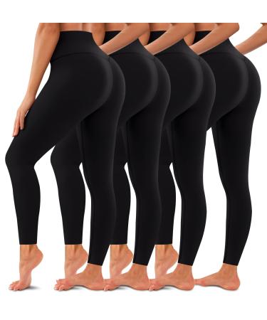 Laite Hebe 4 Pack High Waisted Leggings for Women- Soft Tummy Control Slimming Yoga Pants for Workout Running 01-4black Small-Medium