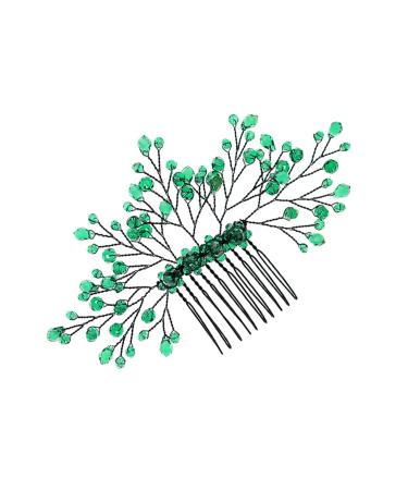 Mikinona Green Branches and Leaves Hair Comb Leaf Comb Hairpin Wedding Comb Hairpin Wedding Crystal Hair Decor Wedding Headdress Crystal Leaf Headdress Crystal Comb Hairpin Leaf Hair Comb