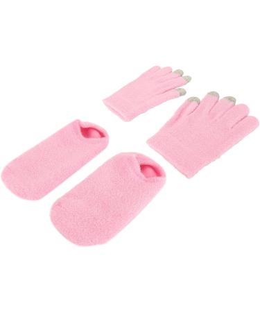 Qukaim Repair Spa Gloves Socks Moisturizing Gel Gloves Socks Set Touch Screen Spa Gloves Socks for Dry Cracked Hands Feet Pink - Buy Online on GoSupps.com