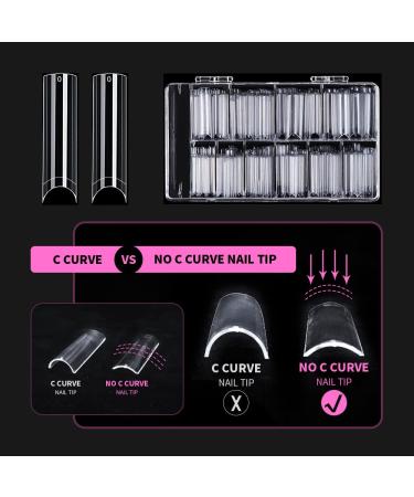 500PCS XXL Clear Half Cover Acrylic Nail Tips - Tapered Square Straight Flat Design for Salon or DIY Nail Art - Buy Online on GoSupps.com