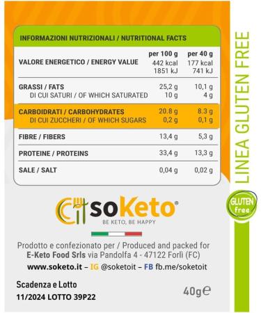 Keto GLUTEN FREE COCOA "SOKETO" Cookies Covered with Chocolate 0% sugars for keto and low carb diet (Pack of 9 conf x 40 g) - Buy Online on GoSupps.com