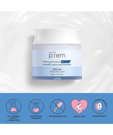MAKEPREM Safe Me Relief Watery Gel Cream pH 5.5 2.70 Fl Oz | Calming Hydration with JEJU Cactus Extracts & Hyaluronic Acid - Buy Online on GoSupps.com