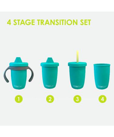 BBL v K p Silicone Toddler Straw Sippy Cup - 4-in-1 Spill Proof Cups for Kids - Aqua - Buy Online on GoSupps.com
