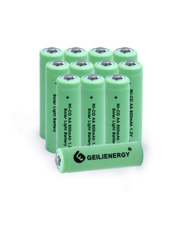GEILIENERGY Solar Light AA Ni-CD 800mAh Rechargeable Batteries AA Rechargeable Batteries for Solar Lights Solar Lamp(Pack of 12) 12PCS AA800mAh