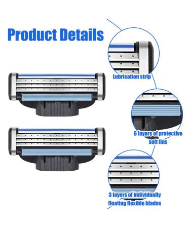 Abiemuce Mach 3 Razor Blades - 16PCs with 2 Holders | Men's Razor Blades for Gillette Mach3 - Buy Online on GoSupps.com