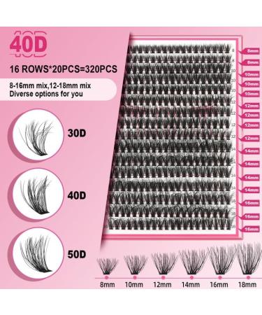 320 Pcs 40D-C Mixed 3D Fluffy Cluster Lashes for DIY Extensions - Self Application At Home | 8-16 mix - Buy Online on GoSupps.com