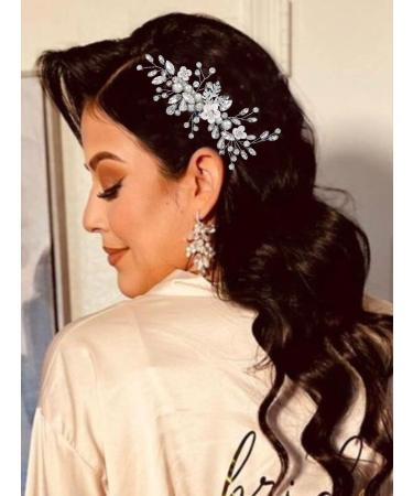 Catery Crystal Bride Wedding Hair Clip Sliver Hair Vine Flower Bridal Hair Piece Side Comb Headpiece Wedding Hair Accessories for Women and Bride - Buy Online on GoSupps.com