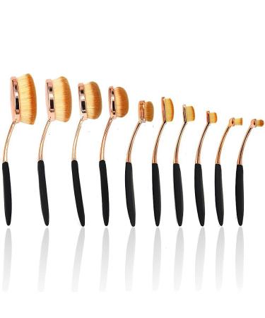 BeautyCoco Oval Toothbrush Makeup Brush Set - 10 Piece Rose Gold Cosmetic Tool Set in Gift Box - Buy Online on GoSupps.com
