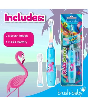 Brush Baby KidzSonic Electric Toothbrush for Kids 3+ Years - Gentle Vibration, Smart Timer, Disco Lights - Flamingo - Buy Online on GoSupps.com