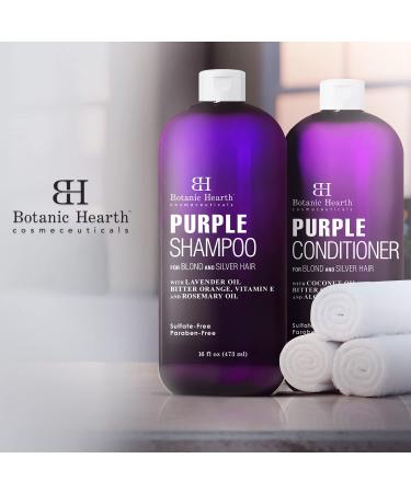 BOTANIC HEARTH Purple Shampoo and Conditioner Set for Blonde, Silver & Gray Hair - Enhances Highlights - Sulfate & Paraben Free - 16 fl oz each - Buy Online on GoSupps.com
