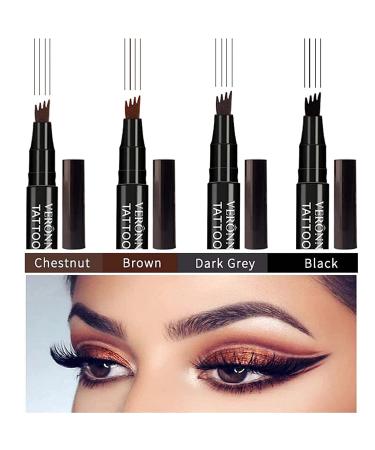 Anjoize 4-Tip Microblade Brow Pen - Long-Lasting Dark Brown Eyebrow Pencil - Buy Online on GoSupps.com