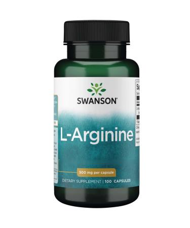 Swanson L-Arginine 500mg 100 capsules amino acid high dose laboratory tested soy-free gluten-free non-GMO