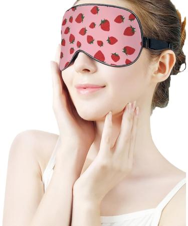 Strawberry Pattern Sleep Mask for Women | Adjustable Eye Shade with Elastic Strap - Perfect for Travel & Sleep - Buy Online on GoSupps.com