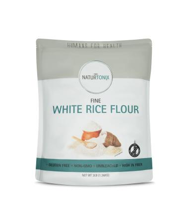 Naturtonix White Rice Flour, 3 LB Resealable Pouch, Perfect for Gluten Free Baking, Non GMO and Certified Kosher 3 Pound (Pack of 1)