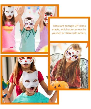 Toyandona Cat Mask - 2 Pack Fuchs-Katze Half Face Animal Cosplay | DIY Paintable Blank White Paper Masks for Carnival & Masquerade - Buy Online on GoSupps.com