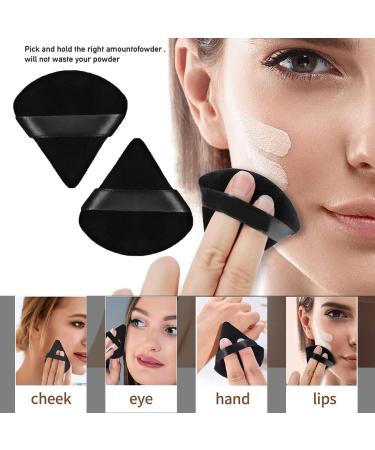 6 Pcs Pure Cotton Black Triangle Powder Puff Set for Makeup - Soft Velour Blender Sponge for Loose Powder, Mineral Powder, Body Powder - Beauty Tools for Flawless Application - Buy Online on GoSupps.com