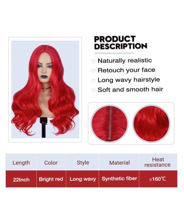 Fancy Long Red Wavy Wig for Women | Natural-Looking Heat-Resistant Synthetic Curly Hair for Parties - Buy Online on GoSupps.com