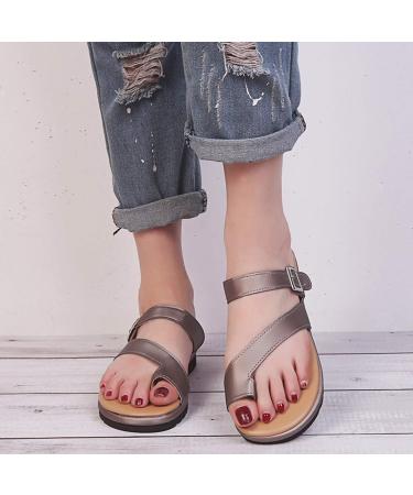 Buy Creev Women's Flip Beach Sandals - PU Leather Casual Slippers Non-Slip Outdoor Shoes & Summer Hiking Footwear (37 EU Bronze) - Buy Online on GoSupps.com