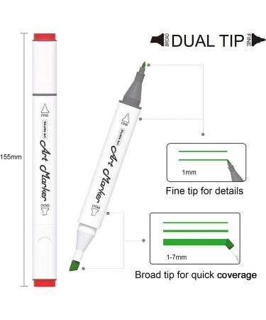 Shuttle Art 51 Colors Dual Tip Alcohol Based Art Markers with Case - Perfect for Illustration and Adult Coloring - Buy Online on GoSupps.com