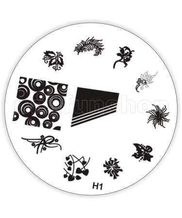 Stamping stencil H1 - flowers ornaments French full cover hearts etc.