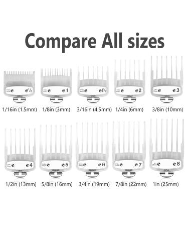 Wahl Professional Hair Clipper Guards Set - 10 Pcs Coded Cutting Guides #3170-400 - 1/8 to 1 - Fits All Wahl Clippers - Transparent - Buy Online on GoSupps.com