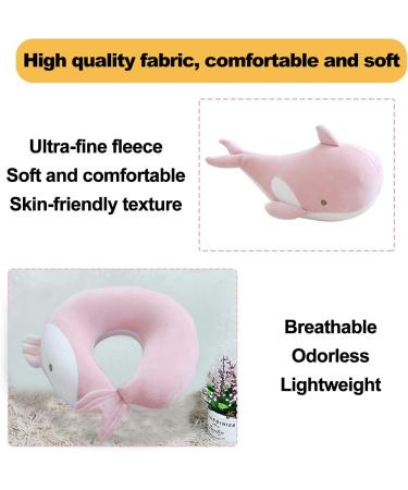 JOYRAVO 2-in-1 Kids Travel Pillow - Pink Whale Plushie for Comfortable Airplane Trips - Buy Online on GoSupps.com
