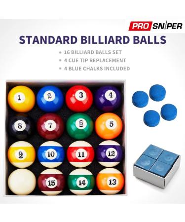 PROSNIPER Billiard Balls Set - 16 Premium Pool Balls with Cue Tips, Blue Chalk - 6 oz, 2.25 inches - Made of Pure Resin - Pool Table Accessories for Beginners & Professionals - Buy Online on GoSupps.com