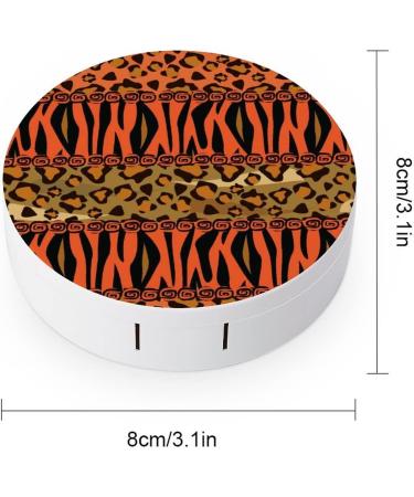 Cheetah And Tiger Skin Pattern Round Case For Contact Lens Kit Storage Box with Mirror Printed - Buy Online on GoSupps.com