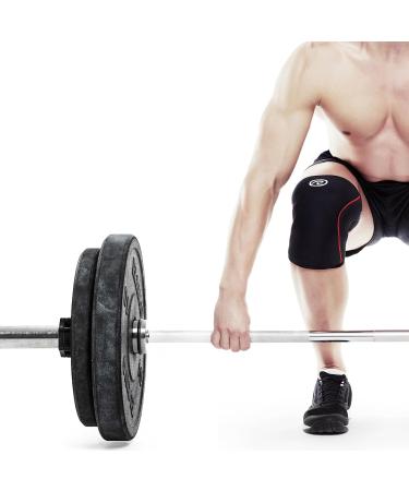 Rehband Kniebandage 7mm Neopren f r Kraftsport & Fitness Flexibel & Rutschfest Kniebandage f r M nner & Frauen Schwarze/Rote Sleeve 1 St ck L - Buy Online on GoSupps.com