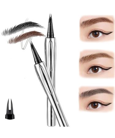 Cooklesa Eyebrow Cooklesa Upgraded Natural Waterproof Eyebrow Pen with Microfine Tip Two-Pronged Eyebrow Pencil Natural Waterproof Eyebrow Pen With Microfine Tip Cooklesa Eyebrow Pencil (Black+Brown)