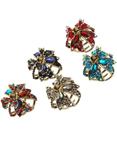 Minkissy 5 pieces Mini hair claws Little jaw clamped hair clip vintage retro headdress for women women mother girl bathroom shower hair decoration