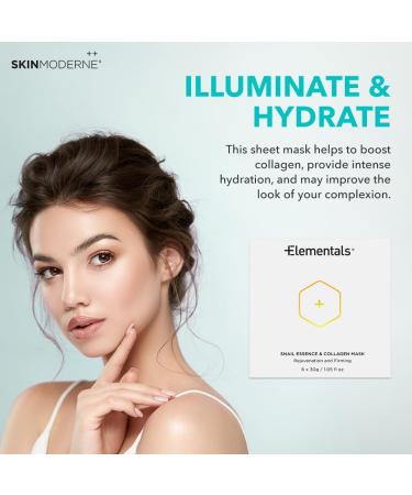 SKIN MODERNE++ Snail Mucin Collagen Sheet Masks - Rejuvenating & Firming Hydration for Youthful Skin - 6-Pack - All Skin Types - Buy Online on GoSupps.com