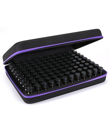 BTSKY 108 Bottles Waterproof hard shell Eva Large capacity essential oils carrier bag nail polish storage foam insert organizer dead (essential oil not included) violet
