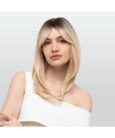 Feshfen Ombre Blonde Wig for Women | 45cm Synthetic Hair Ponytail | Natural Look Black to Blonde - Buy Online on GoSupps.com