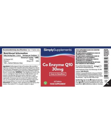 Coenzyme Q10 30mg - 120 Vegan Tablets | 4-Month Supply | SimplySupplements - Buy Online on GoSupps.com