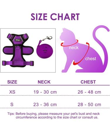 Breakproof Cat Leash Set with Adjustable Reflective Vest & Dishes for Small Kittens - Purple XS - Buy Online on GoSupps.com