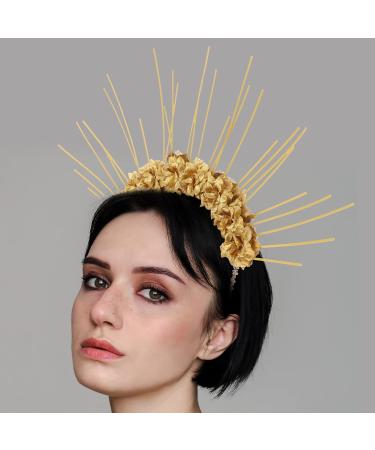 Shop Lurrose Star Crown Headband | Floral Goddess Headdress for Cosplay & Parties | Golden Greek Accessories - Buy Online on GoSupps.com