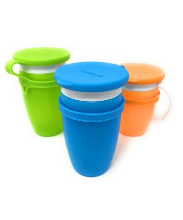 Custom Replacement Silicon Lids Compatible For All Munchkin Miracle 360 Cups. More Color Combinations Available. Set Of Three In Blue  Green & Orange. Blue+Green+Orange