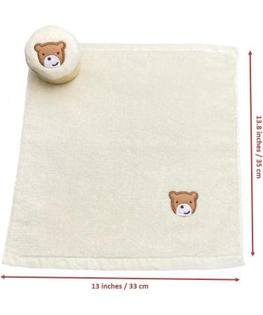Kids Washcloth Set of 4 - 100% Cotton, Colorful Hand & Face Wash Towels for Boys and Girls - 13 x 13.8 inch - Bathroom/Kitchen Decoration Gift - Pink Blue Green Yellow - Buy Online on GoSupps.com