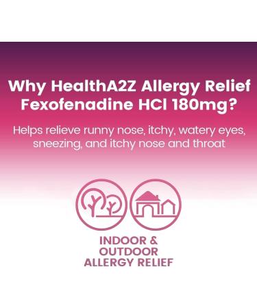 HealthA2Z Fexofenadine Hydrochloride 180mg | Antihistamine for Allergy Relief | 24-Hour Allergy Medicine | 3 Tablets Each in (Pack of 24) | 72 Caplets Total | Value Pack - Buy Online on GoSupps.com