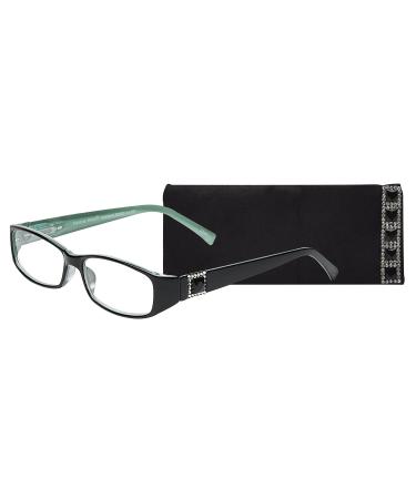 SAV Eyewear Women's Victoria Klein Crystals 9092 Turquoise Rectangular Reading Glasses 27 mm + 1.25 Turquoise 1.25 x