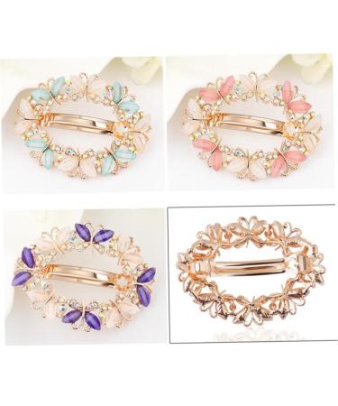 FRCOLOR Hairwear Jewelry Barrette Vintage Bridal Hairpin Bridal Headpiece Wedding Headpiece for Bride Hairpins French Clip Hair Claw Clips Spring Clips Pink Small and Fresh Girl Top Clip