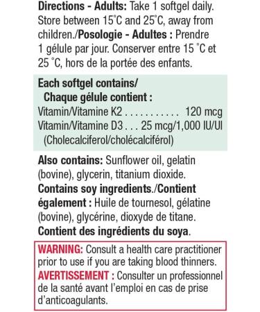 Vitamin K2 120 mcg and Vitamin D3 1 000 IU & Omega-3 Select 1 000 mg Vitamin+ Omega-3 200 Count (Pack of 1) - Buy Online on GoSupps.com