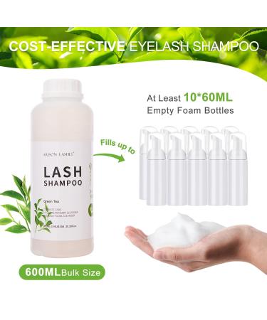 Eyelash Extension Shampoo 600ml - Paraben & Sulfate Free Eyelid Foaming Cleaner for Natural & Professional Use - Green Tea Formula - Buy Online on GoSupps.com