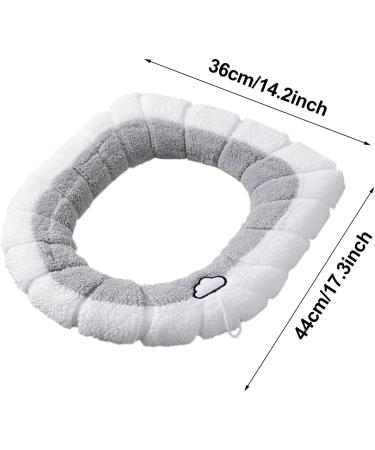 TimeCity 4PCS Warm Toilet Seat Covers Pads | Thicker Winter Bathroom Cushioned Comfort | Stretchable Elongated Washable Seat Pads - Cloud-color - Buy Online on GoSupps.com