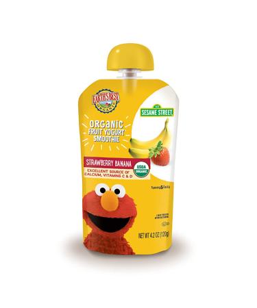 Earth's Best Organic Sesame Street Toddler Fruit Yogurt Smoothie, Strawberry Banana, 4.2 oz. Pouch