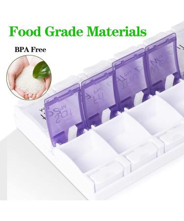 Large Weekly AM PM Pill Organizer for Vitamins & Supplements - Push Button Daily Case - 7 Day 2 Times a Day (Very Peri+Clear) - Buy Online on GoSupps.com
