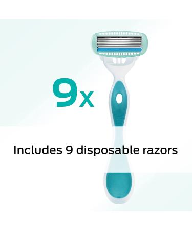 Schick Hydro Silk Sensitive Care Disposable Razors for Women - 9 Count, Pack of 3 (Green & White) - Buy Online on GoSupps.com